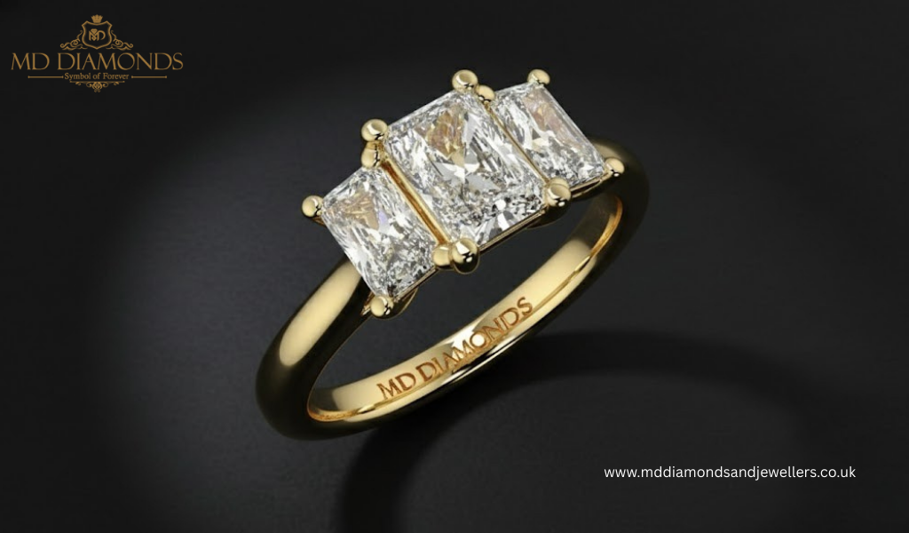 Radiant Cut Trilogy Engagement Rings