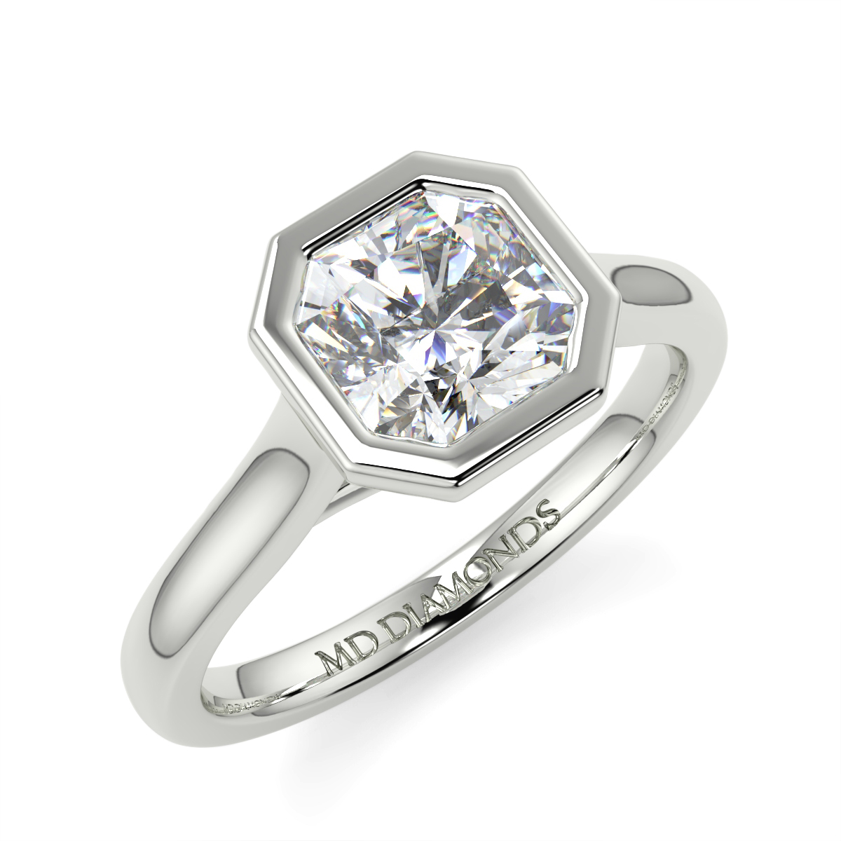Assher  Rubover Solitaire Ring