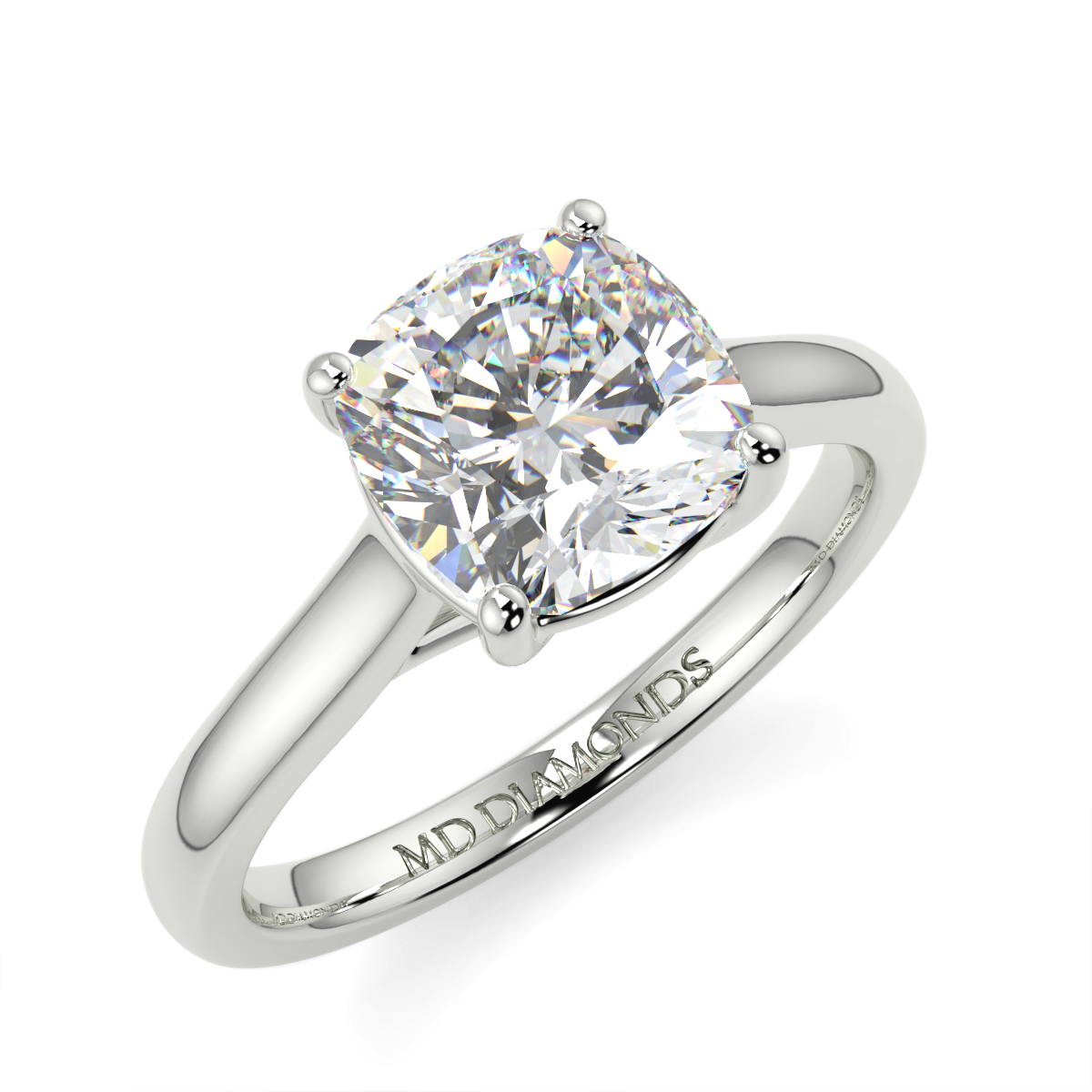 Cushion 4 Claw Solitaire Ring