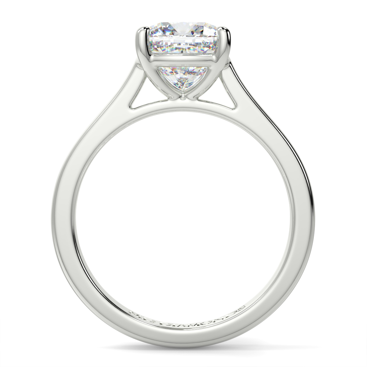 Cushion 4 Claw Wed Fit Solitaire Ring