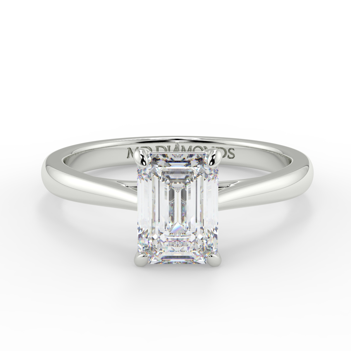 Emerald 4 Claw Tappered Band Solitaire Ring