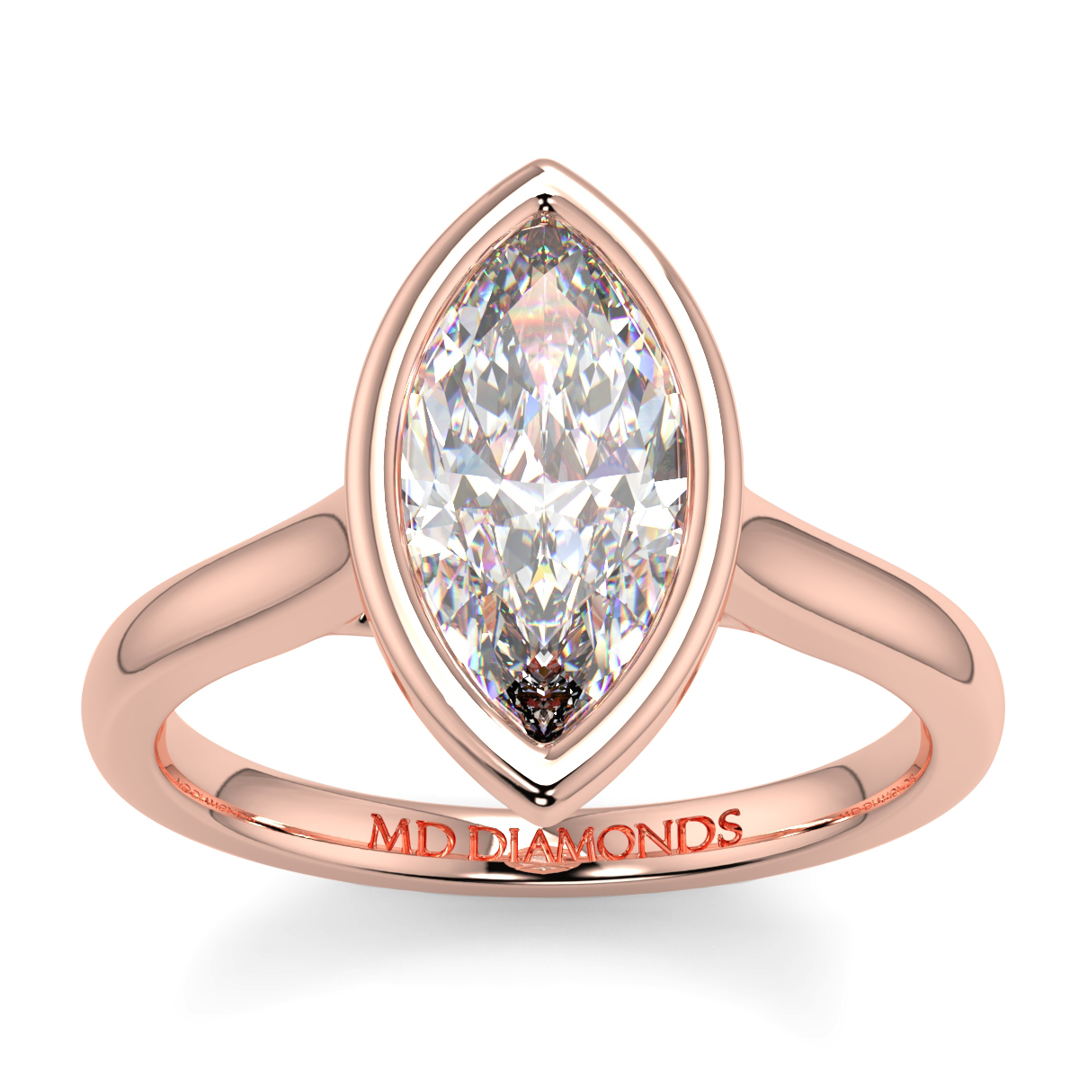 Solitaire Rubover Marquise Ring
