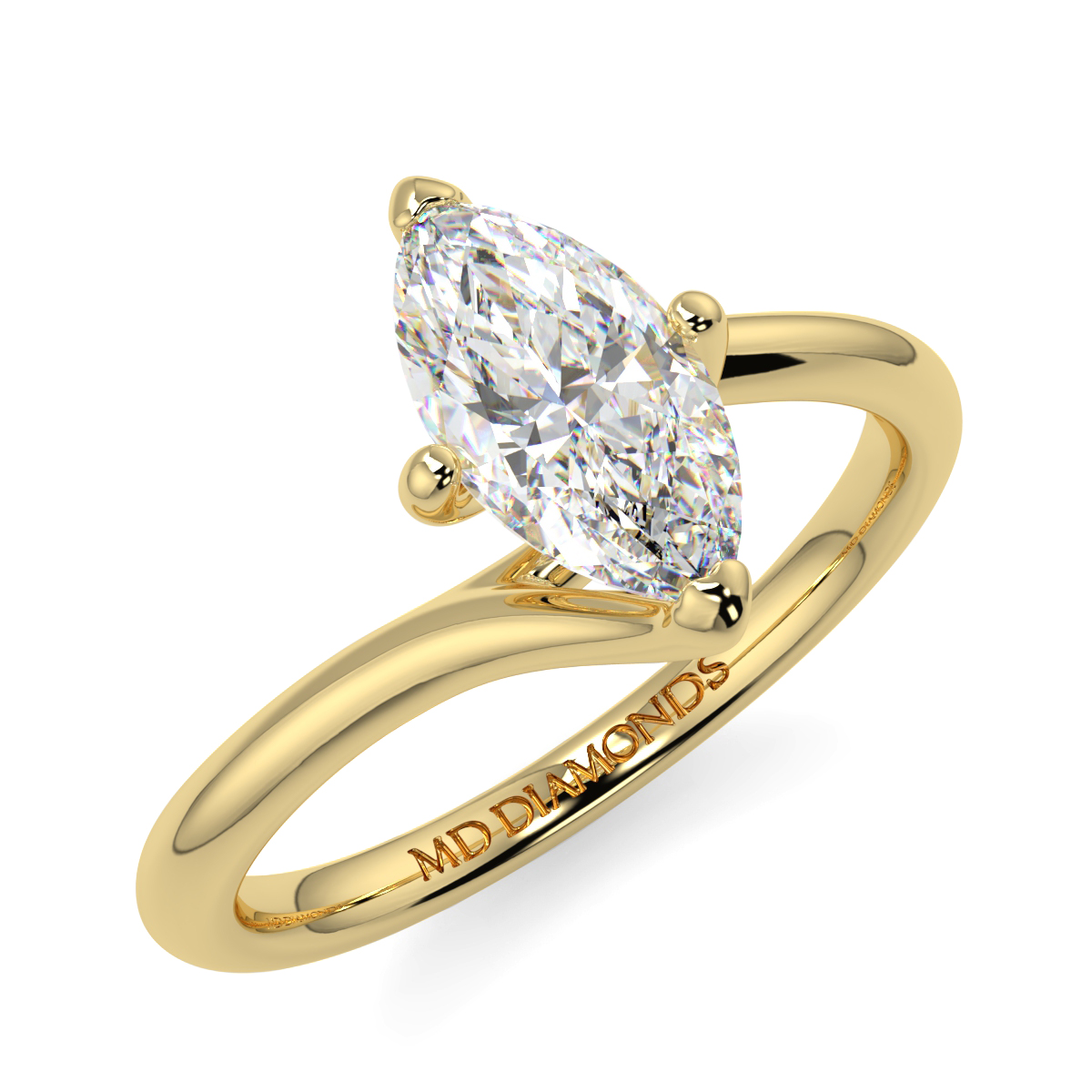 Solitaire Twist Marquise Ring