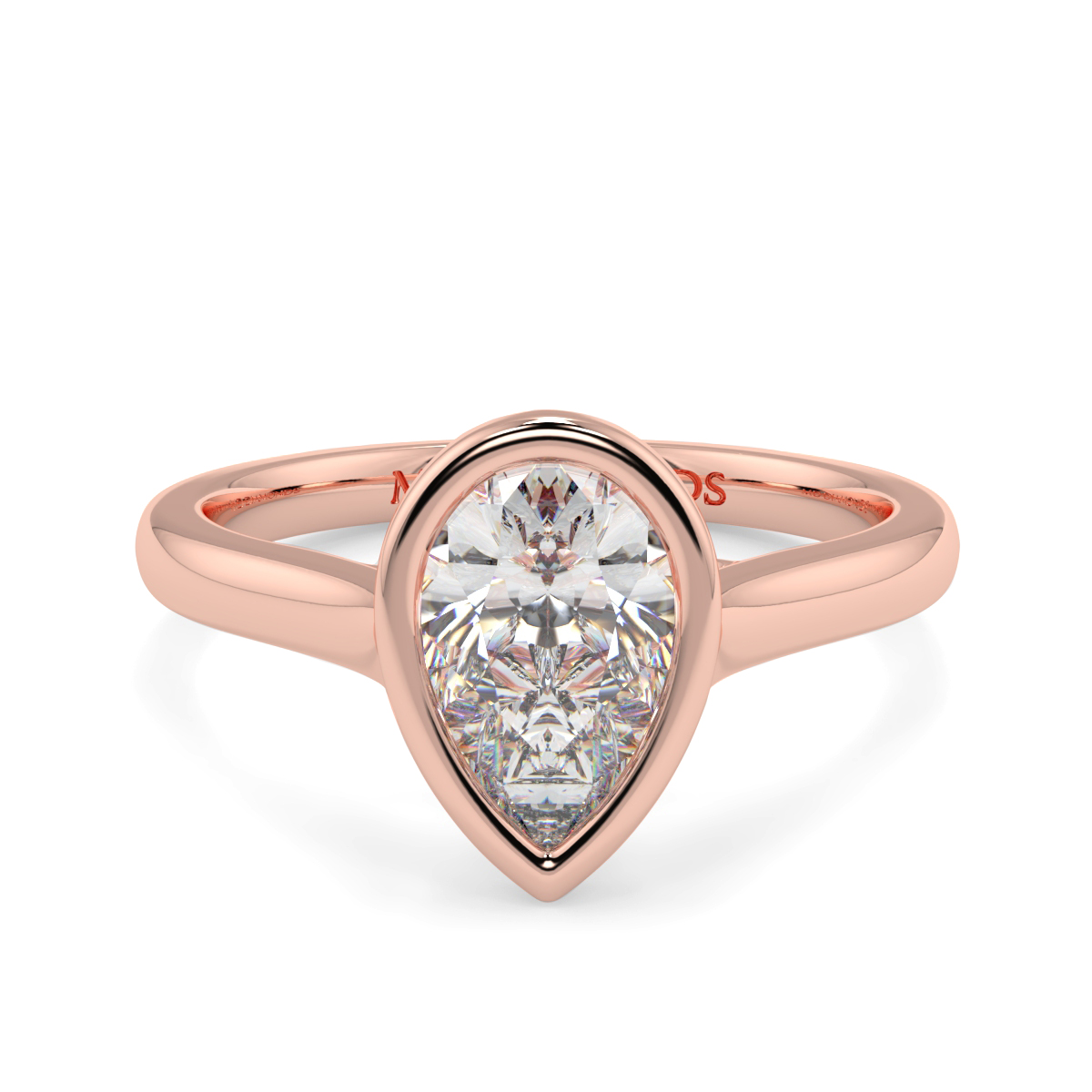 Pear Rubover Solitaire Ring
