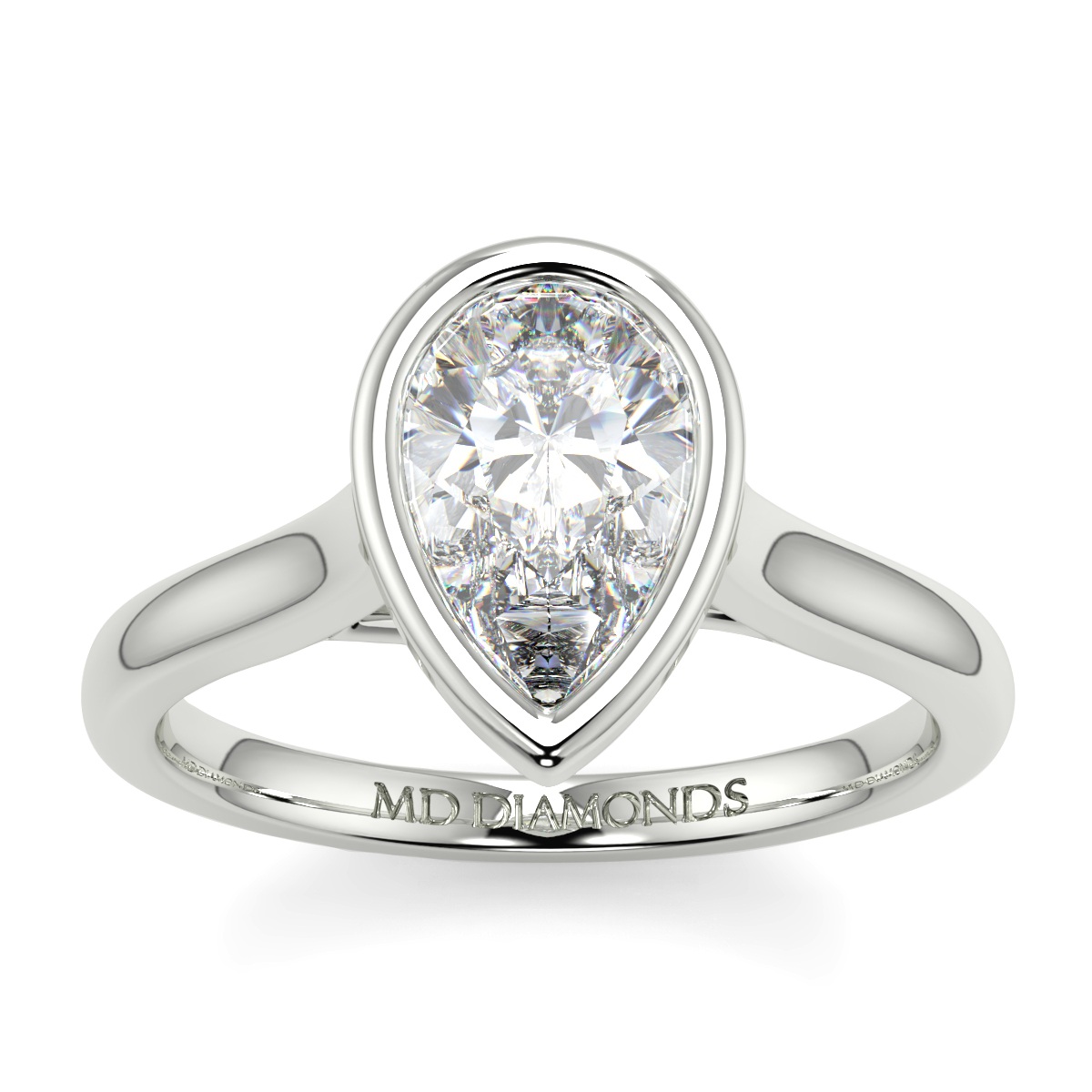 Pear Rubover Solitaire Ring