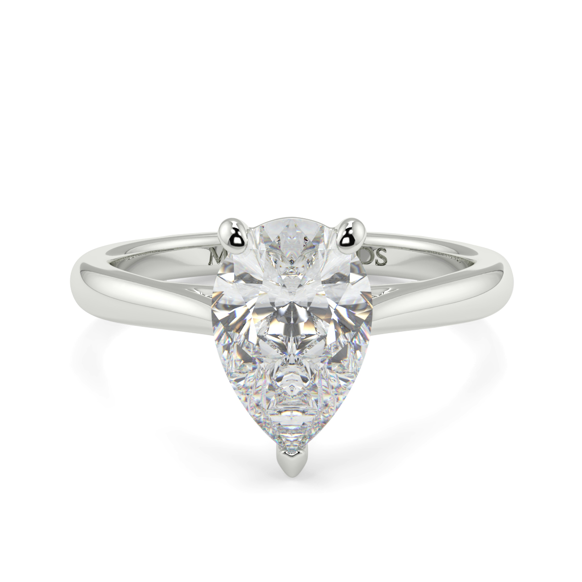 Pear Wed Fit Tappered Solitaire Ring