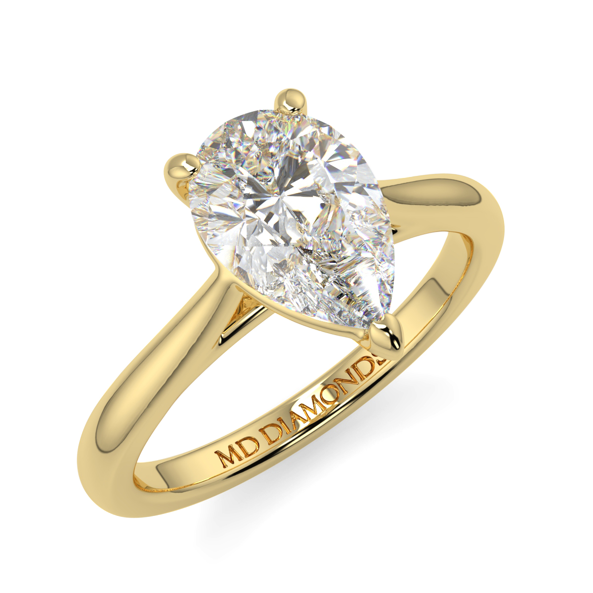 Pear Wed Fit Tappered Solitaire Ring