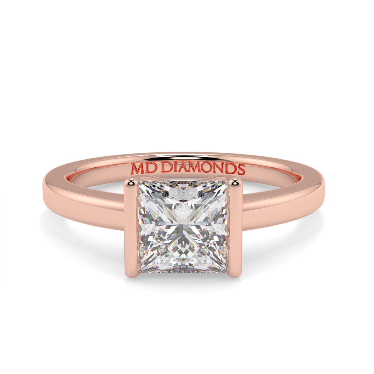 Princess  Half Rubover Solitaire Ring