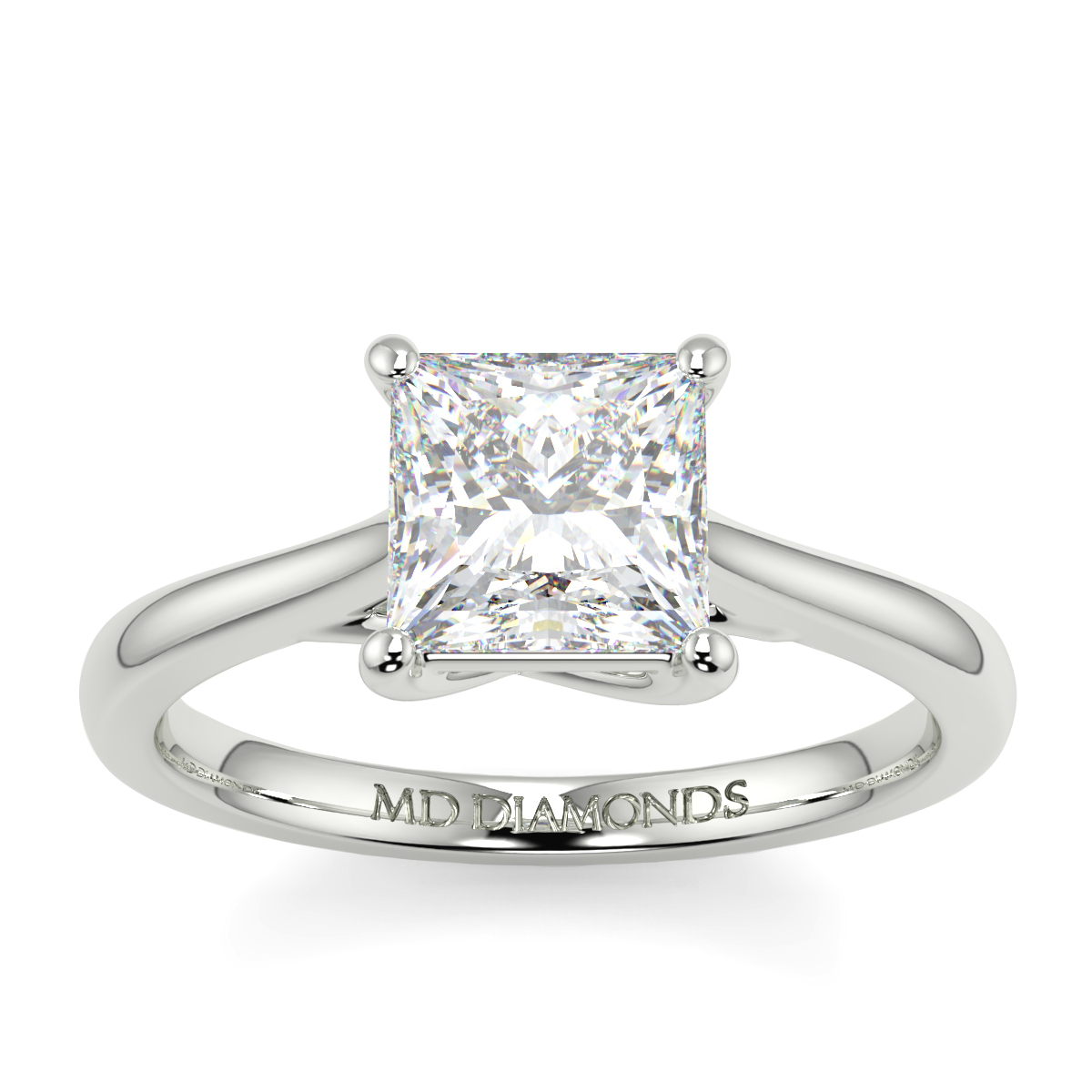 Princess  Tappered Band Solitaire Ring
