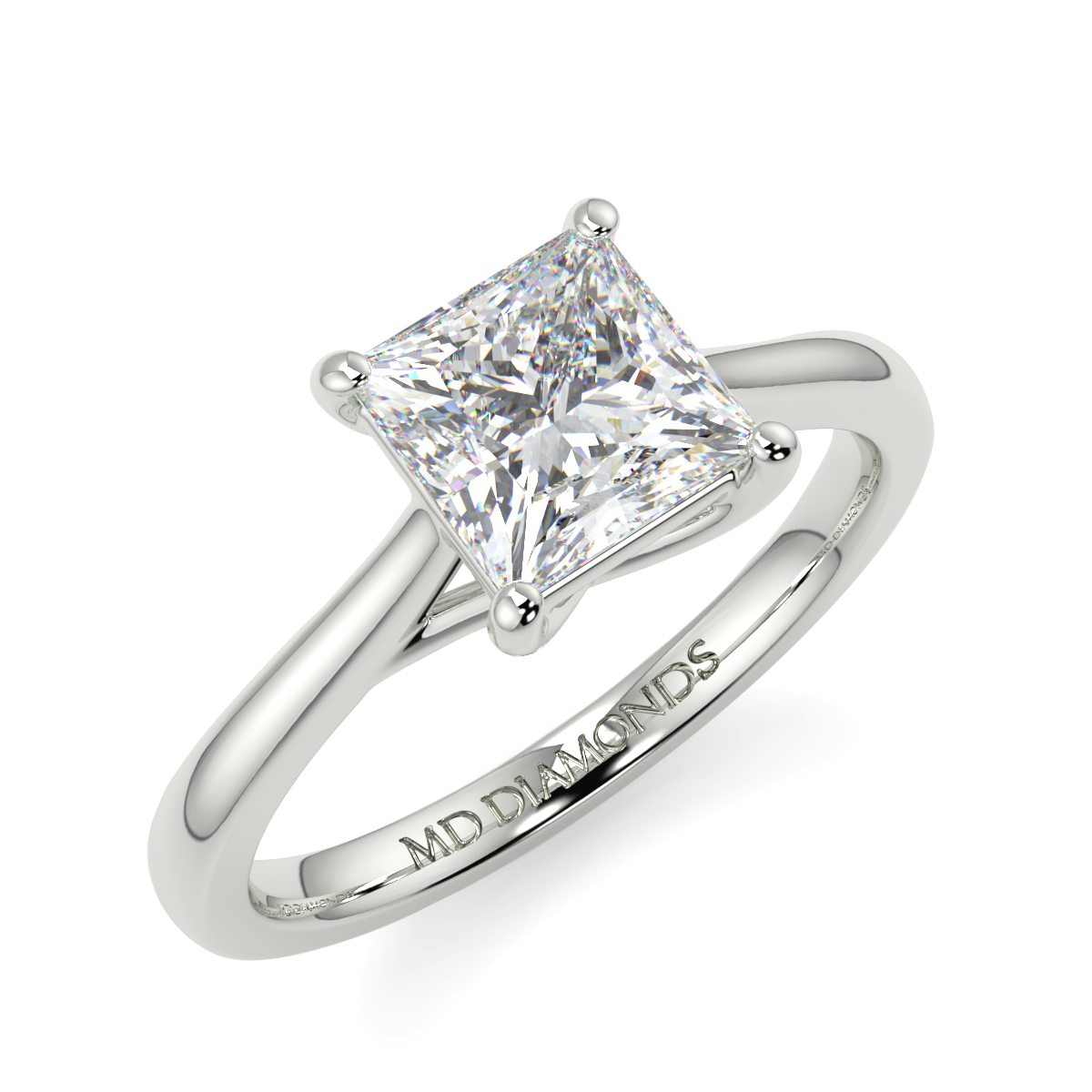 Princess  Tappered Band Solitaire Ring