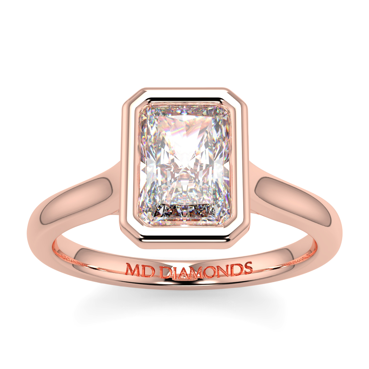 Radiant Rubover Solitaire Ring