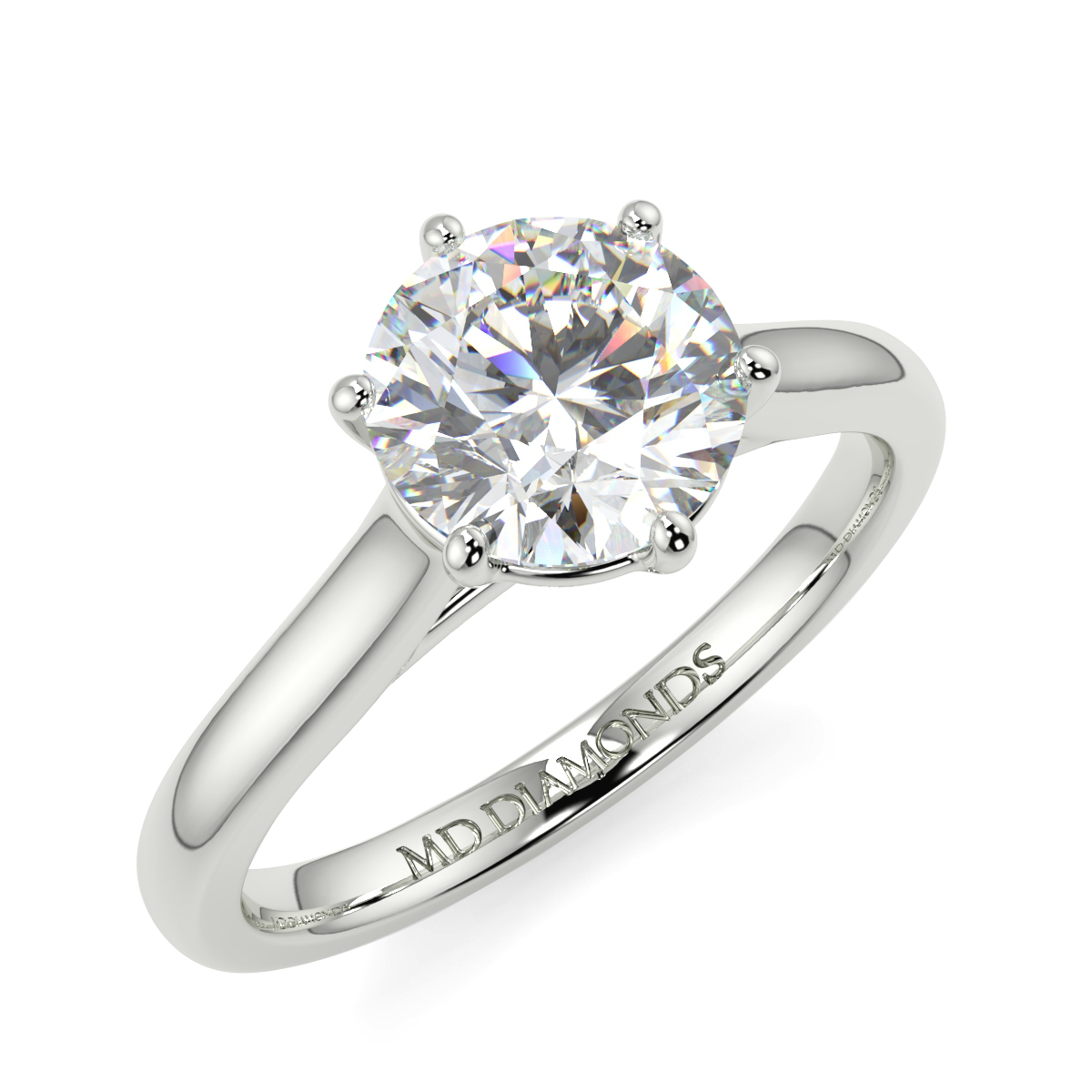 Round Wed Fit 6 Claw Solitaire Ring