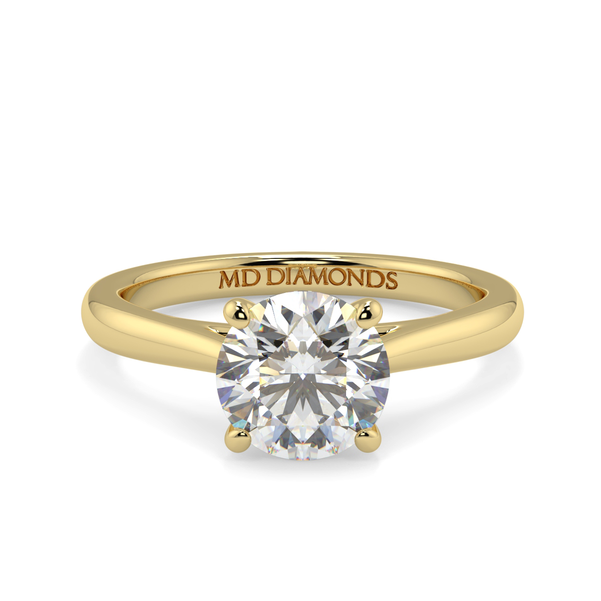 Round Wed Fit Tappered Solitaire Ring