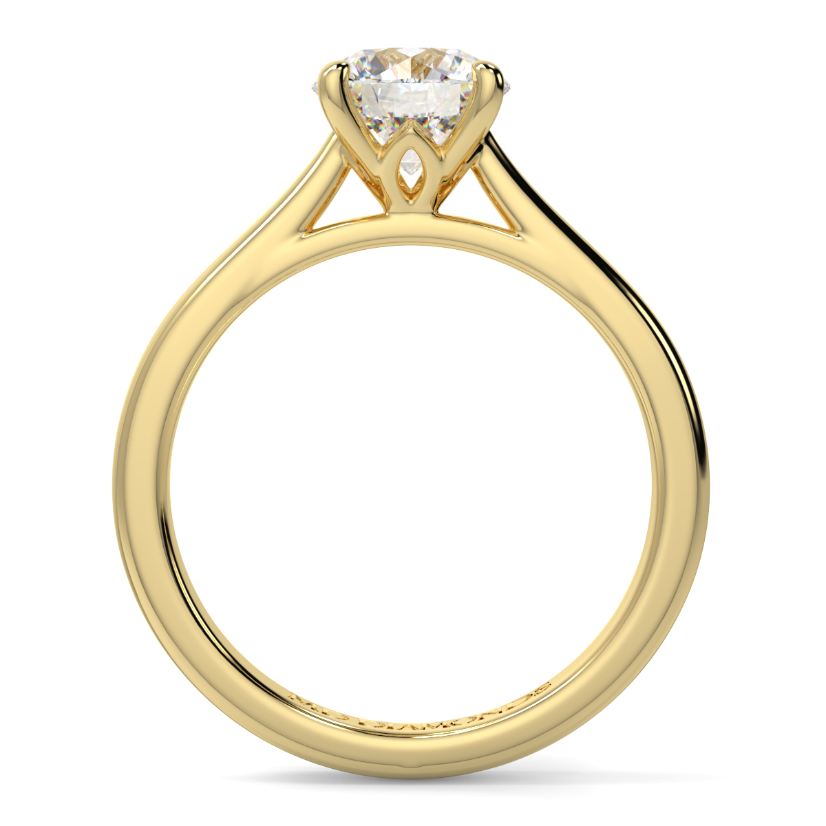 Round Wed Fit Tappered Solitaire Ring