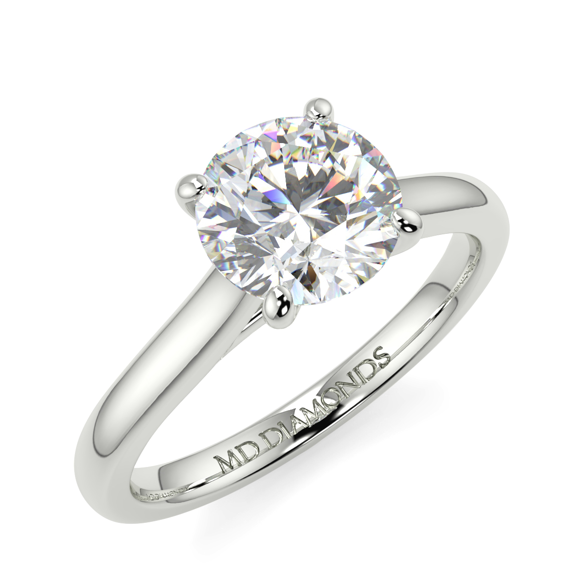 Round Wed Fit Tulip Solitaire Ring