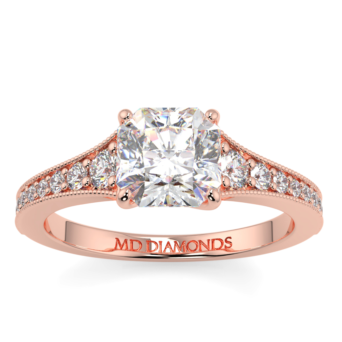 Assher Pave Set Milgrained Diamond Ring