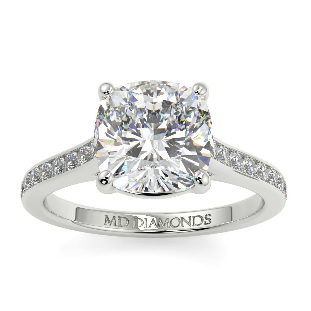 Cushion Channel Set Wed Fit Diamond Ring