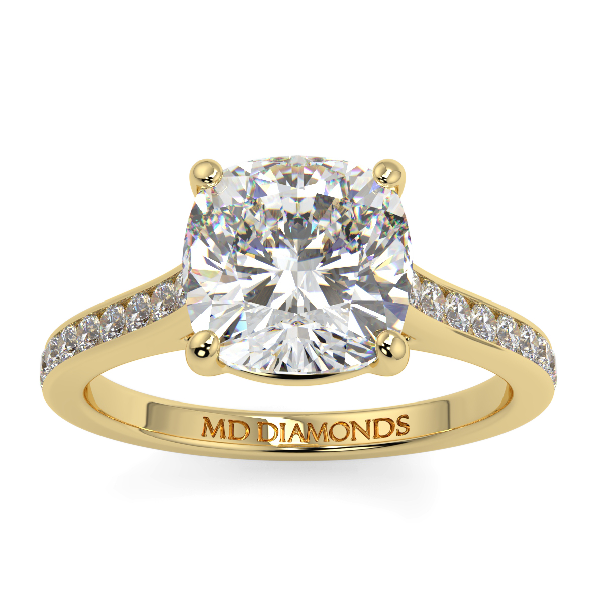 Cushion Channel Set Wed Fit Diamond Ring
