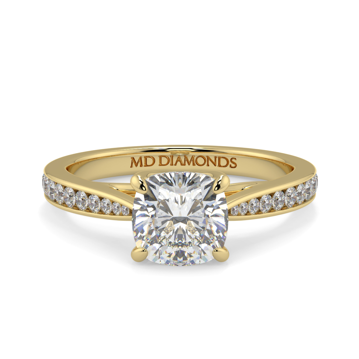 Cushion Tappered Channel Set Diamond Ring