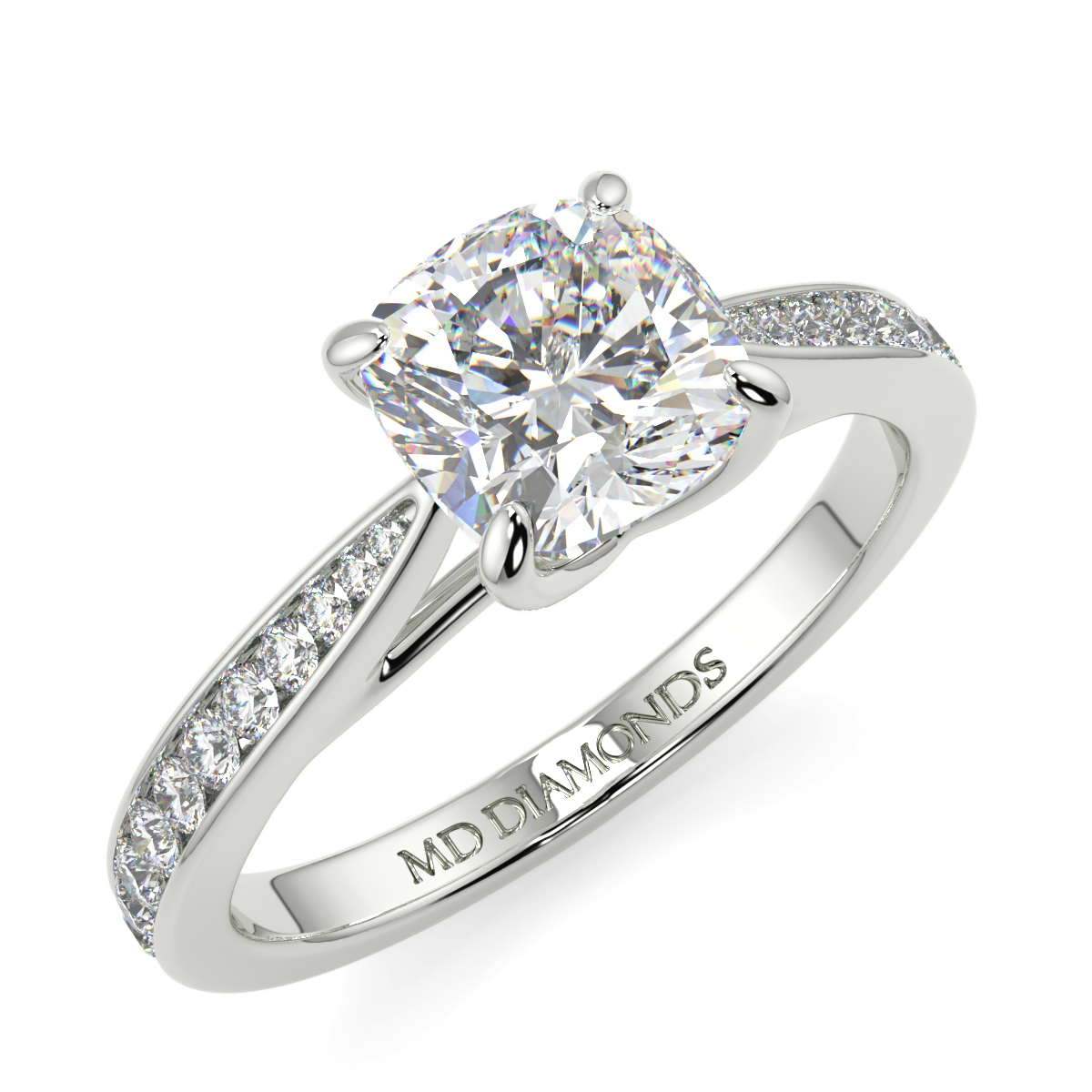 Cushion Tappered Channel Set Diamond Ring