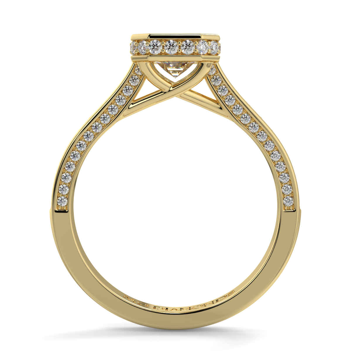 Emerald Rubover  Pave Set Diamond Ring