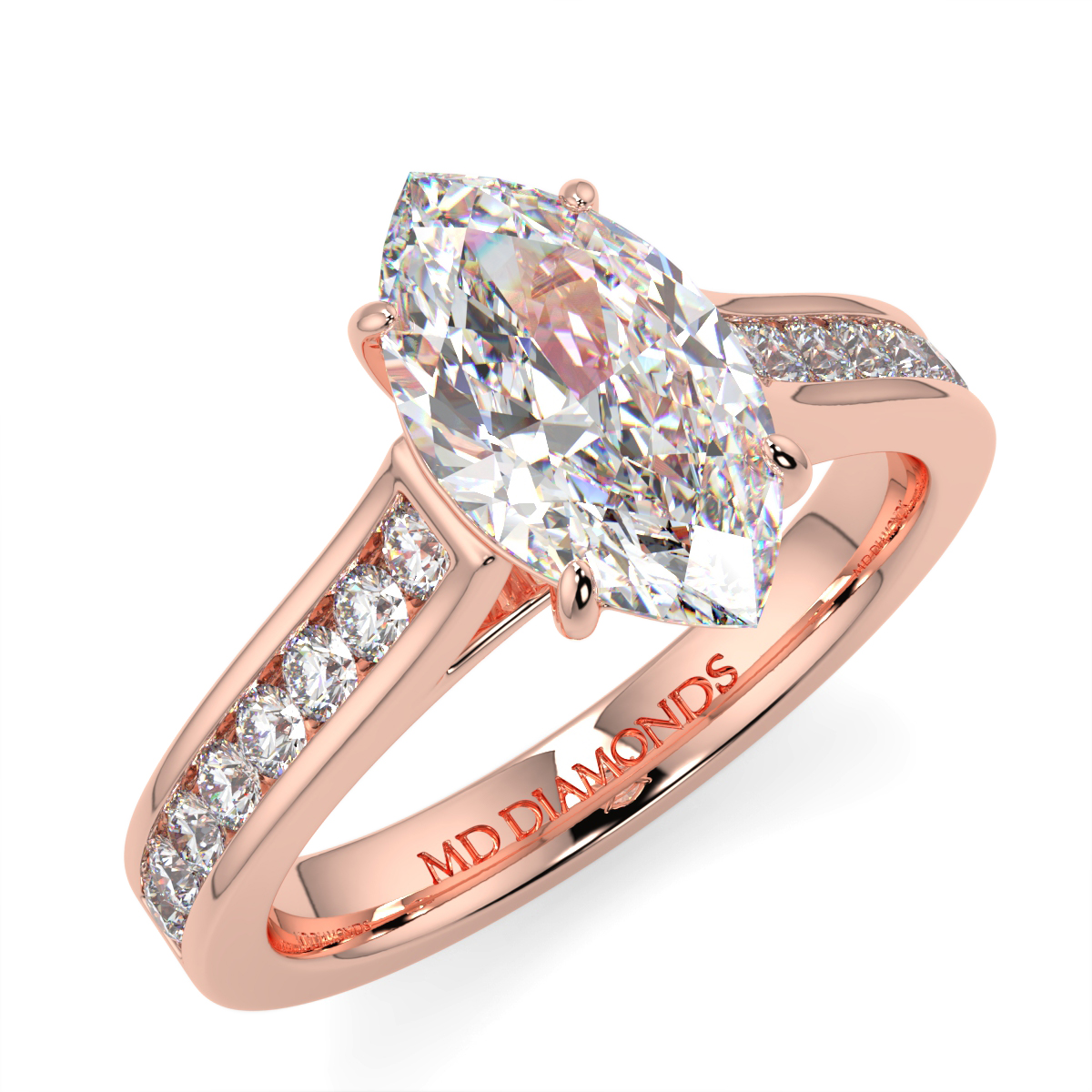 Marquise Channel Set Diamond Ring