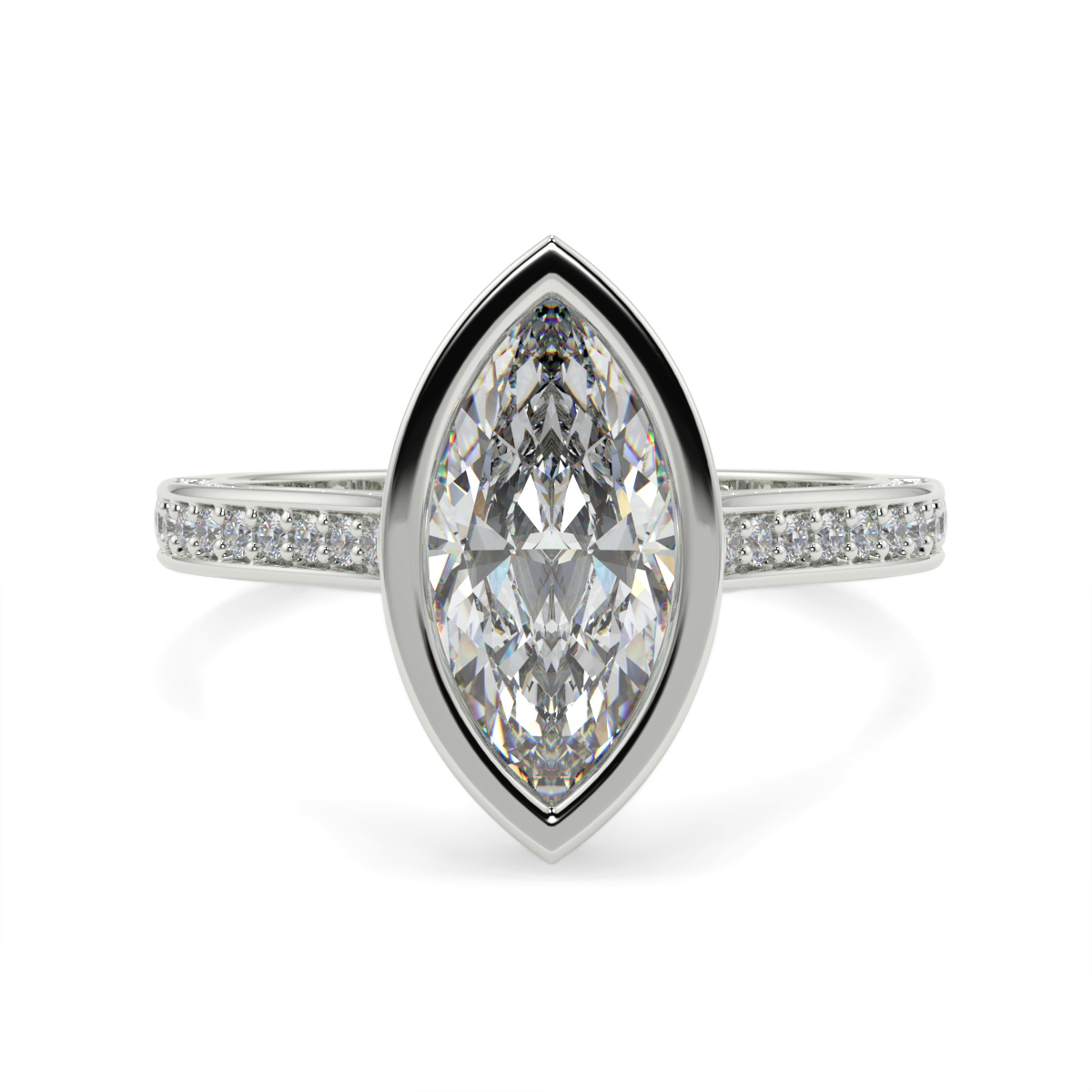 Marquise Pave Set Rubover Diamond Ring