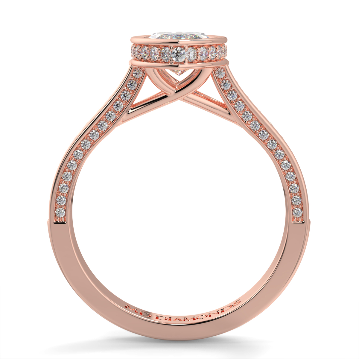 Marquise Pave Set Rubover Diamond Ring
