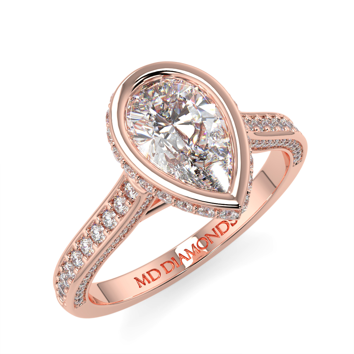 Pear Pave Set Rubover   Diamond Ring