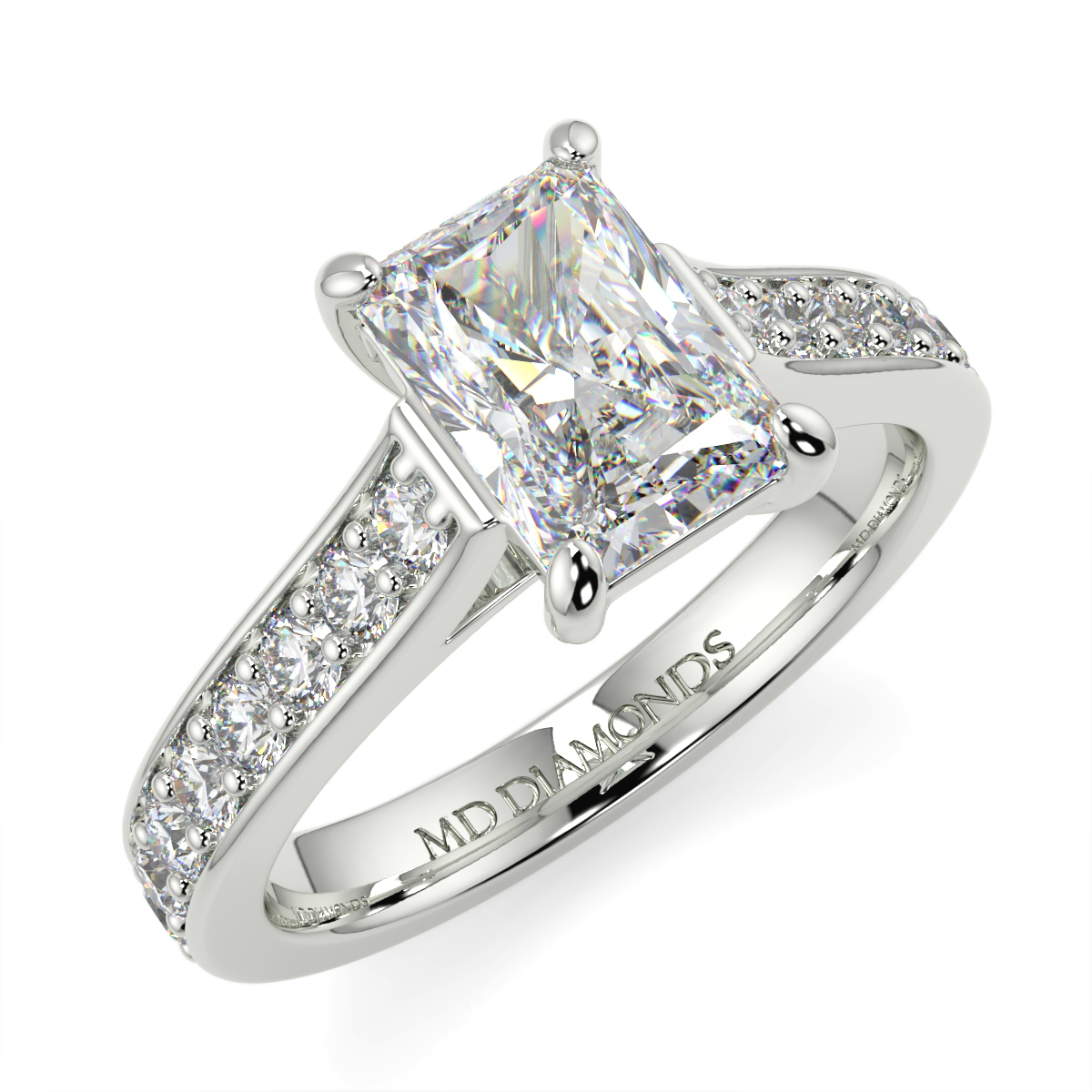 Radiant Pave Set Diamond Ring