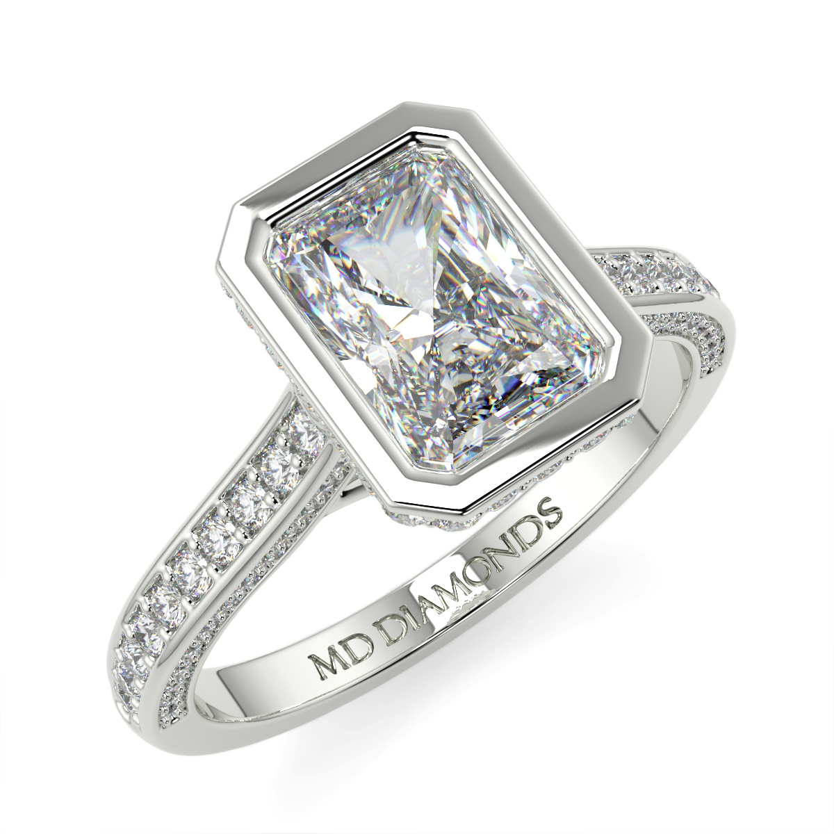Radiant Pave Set Rubover Diamond Ring