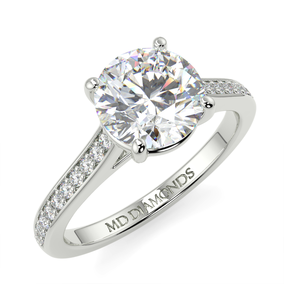 Round Pave Set Wed Fit Diamond Ring