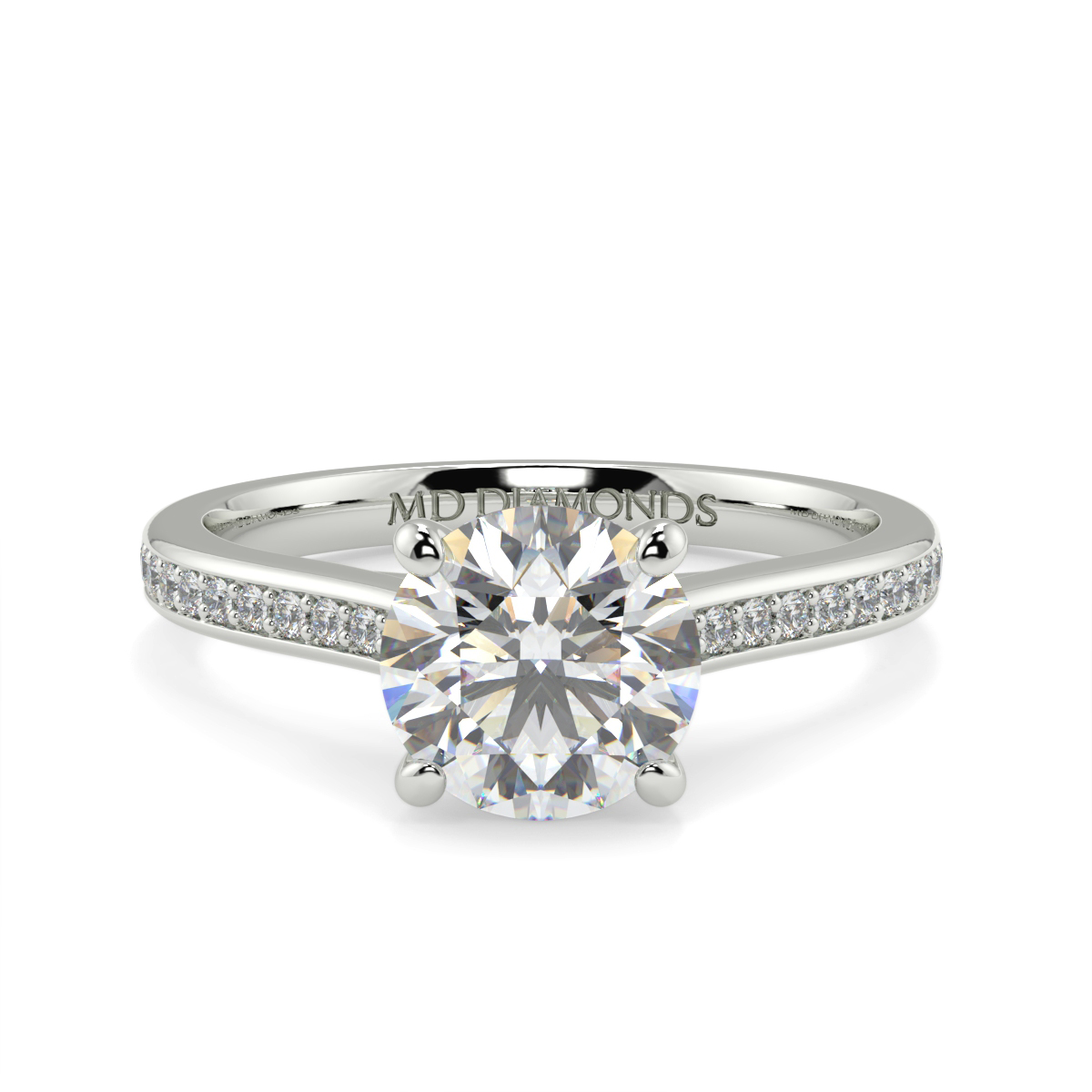 Round Pave Set Wed Fit Tulip Ring