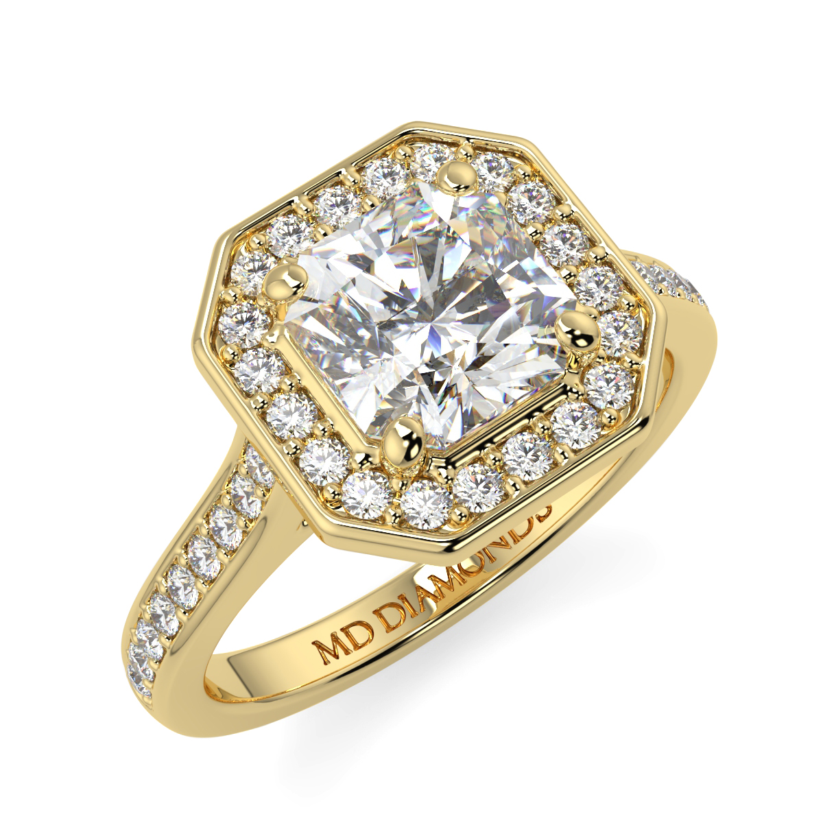 Asher Halo Pave Set Diamond Ring