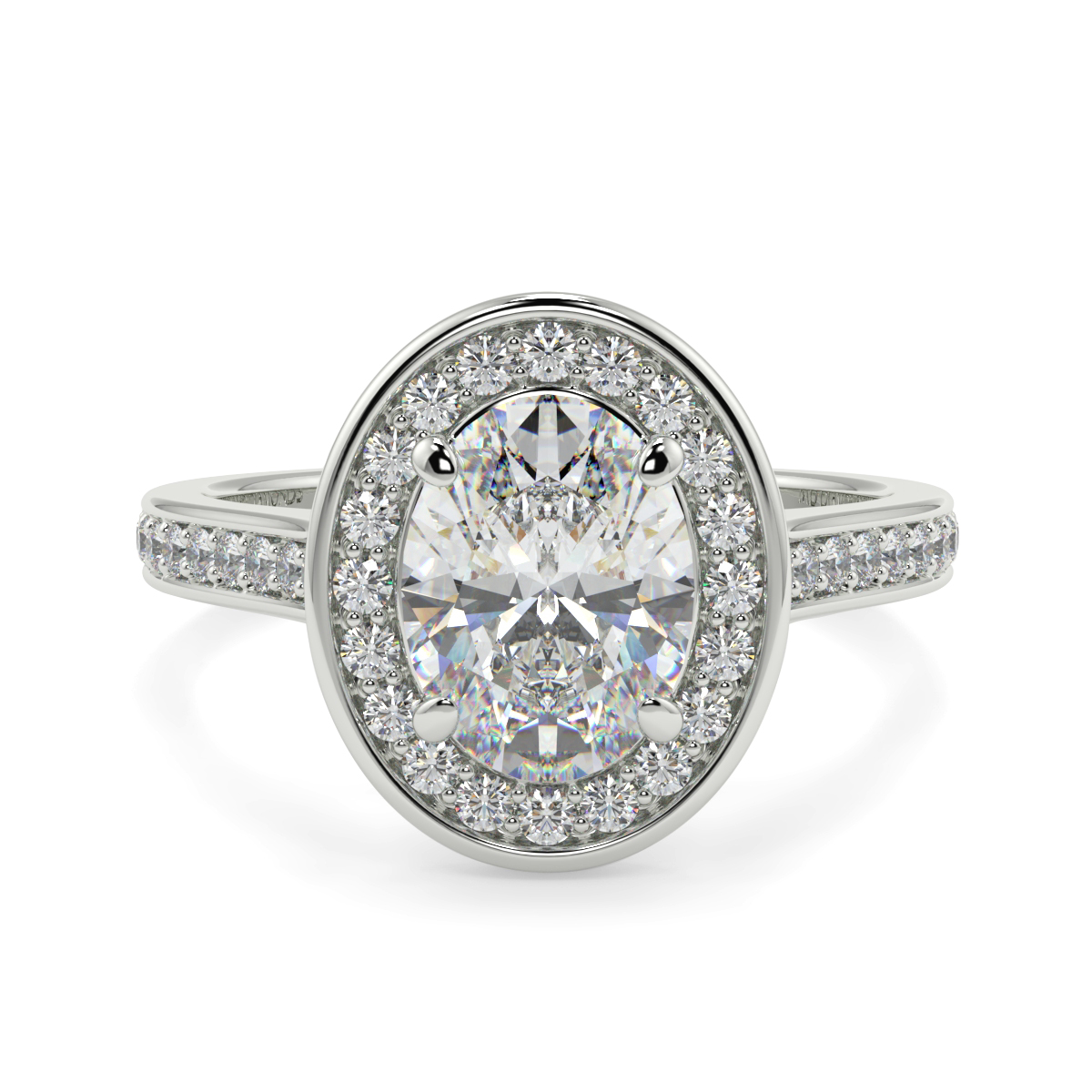 Oval Halo Pave Set Diamond Ring