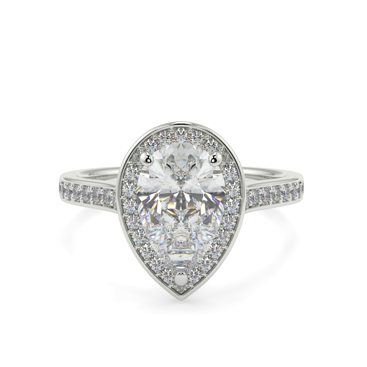 Pear Pave Set Halo Ring