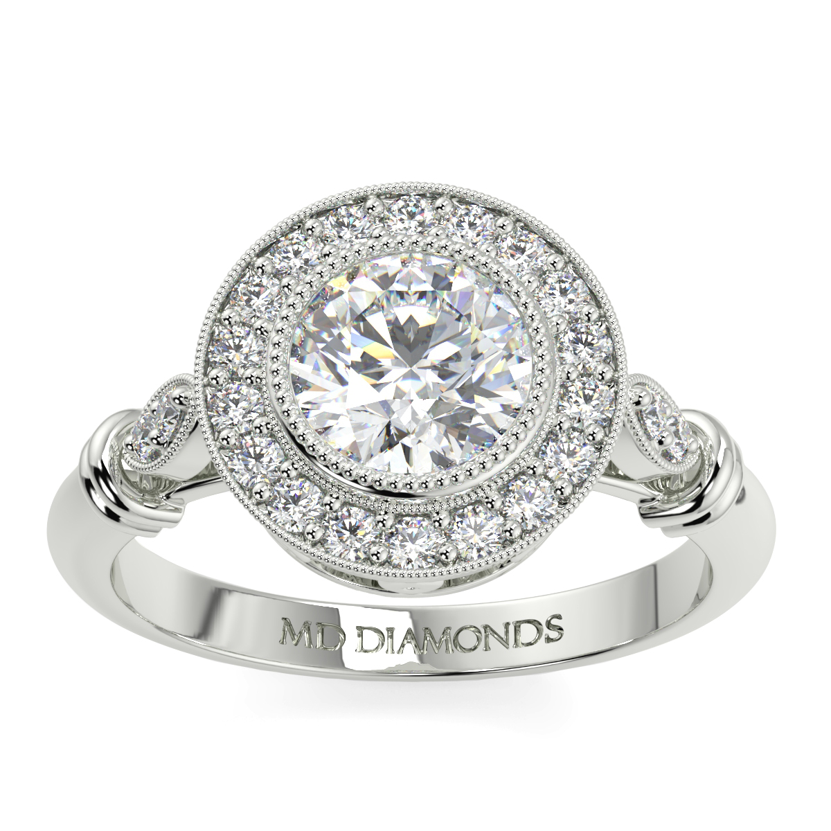 Round Prime Halo Diamond Ring