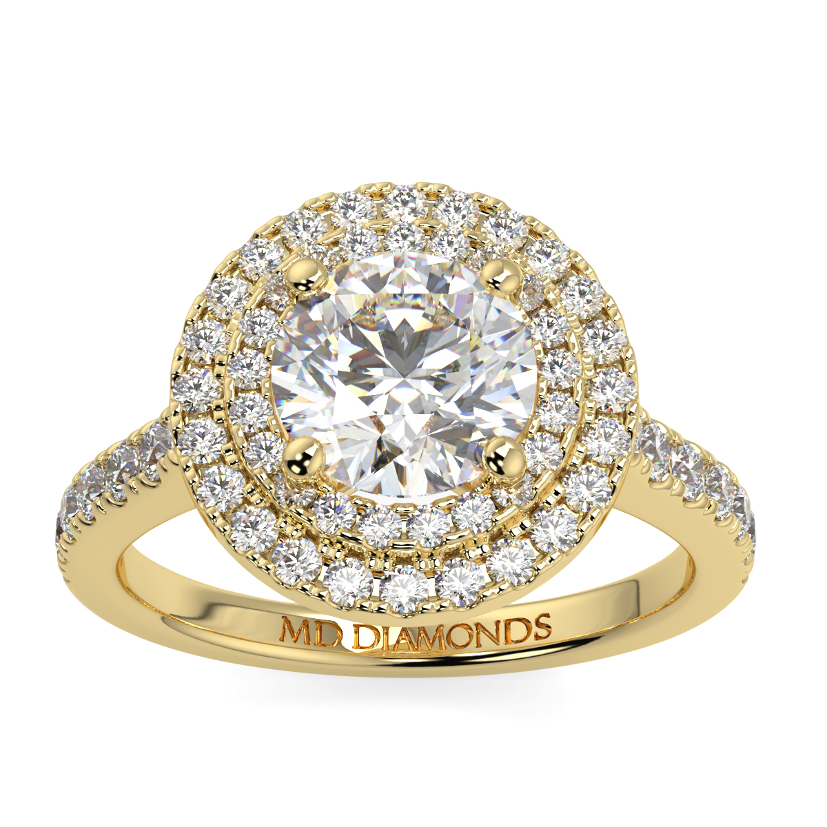 Round Double Halo With Shoulder Diamond Ring