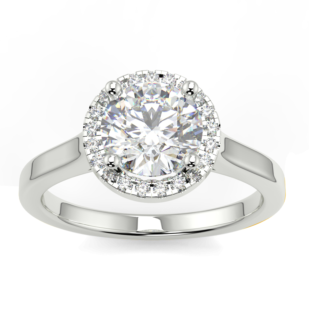 Round Single Halo Diamond Ring