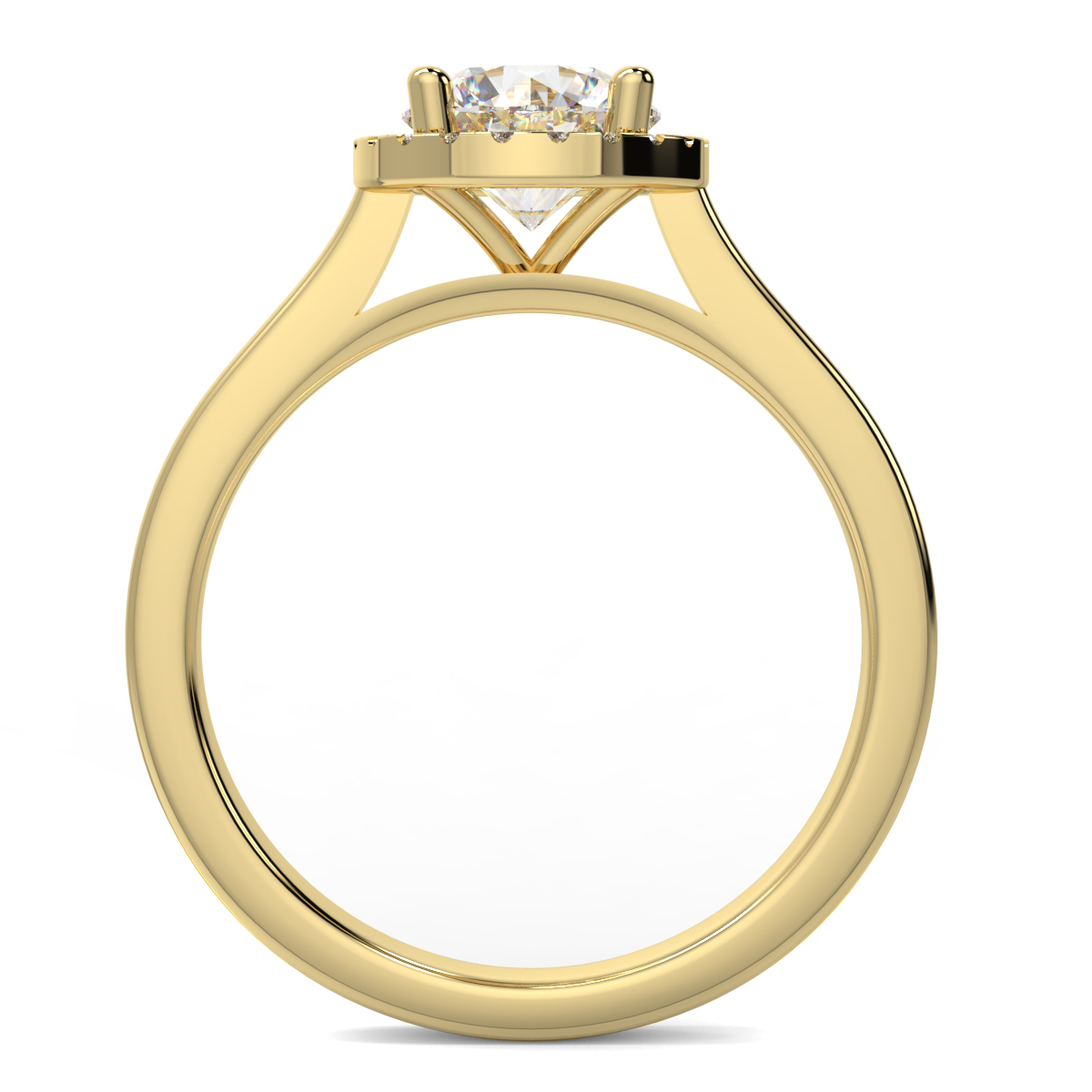Round Single Halo Diamond Ring