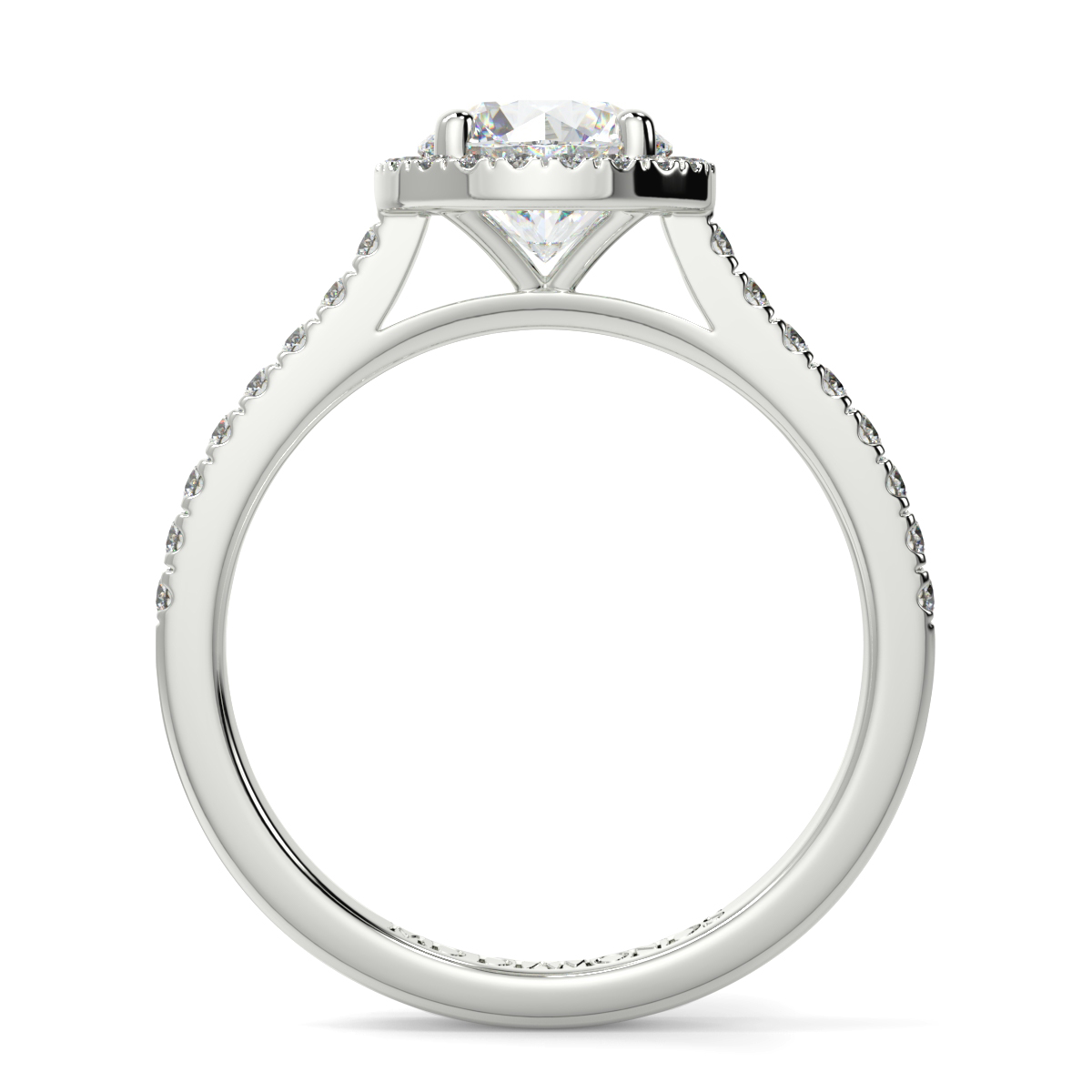 Round Single Halo Shoulder Diamond Ring