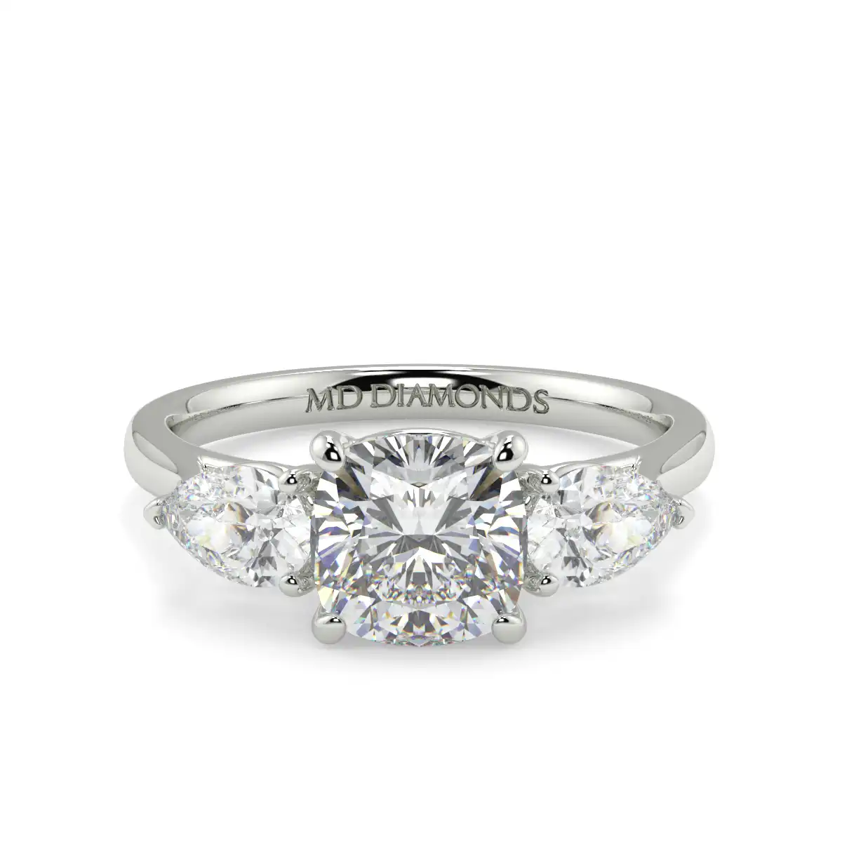 Cushion With Pear Trilogy Ring