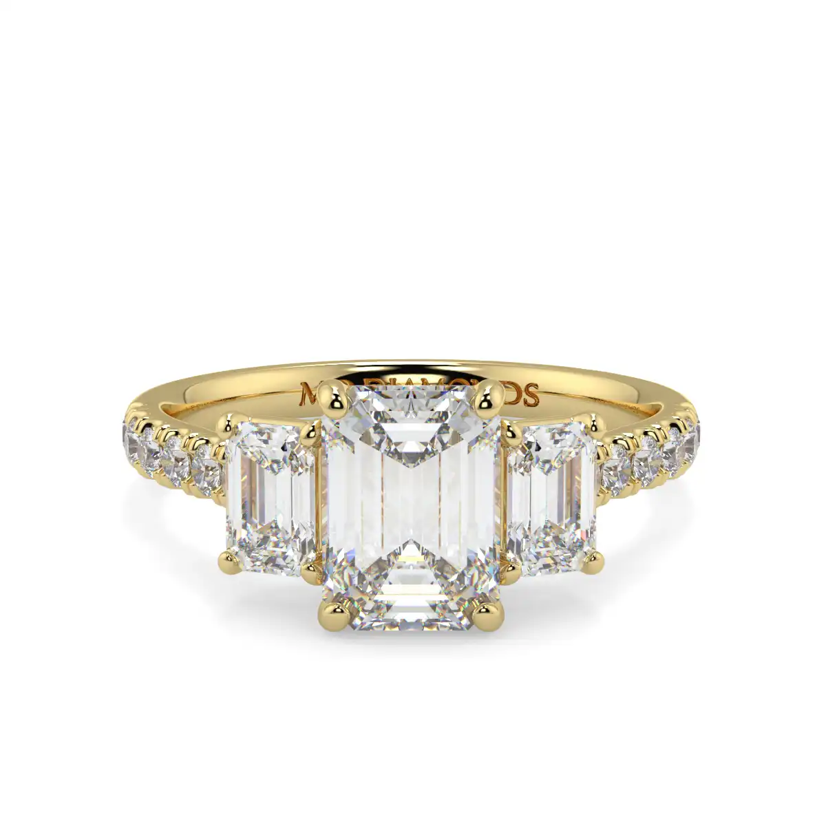 Emerald 3 Stone Microset Trilogy Ring