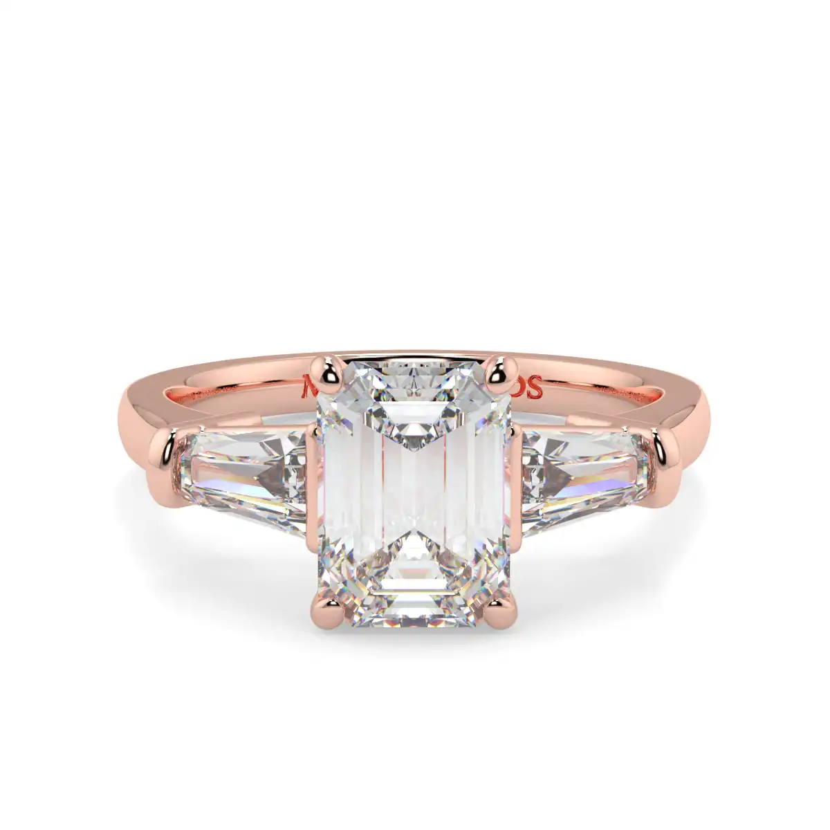 Emerald And Baguett Trilogy Ring