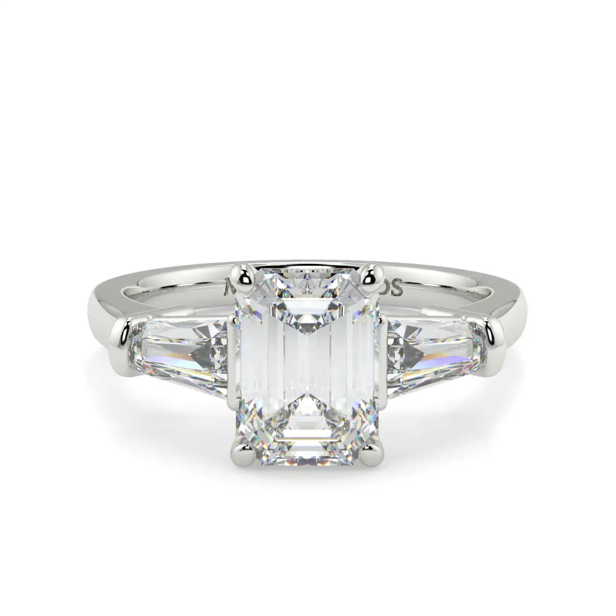 Emerald And Baguett Trilogy Ring