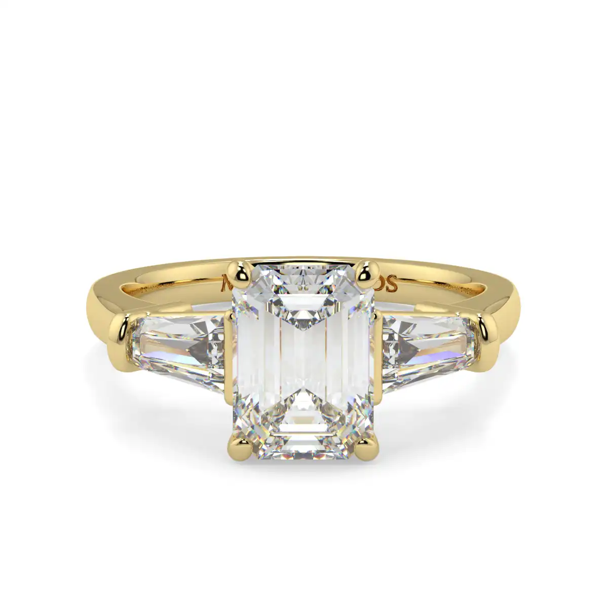 Emerald And Baguett Trilogy Ring