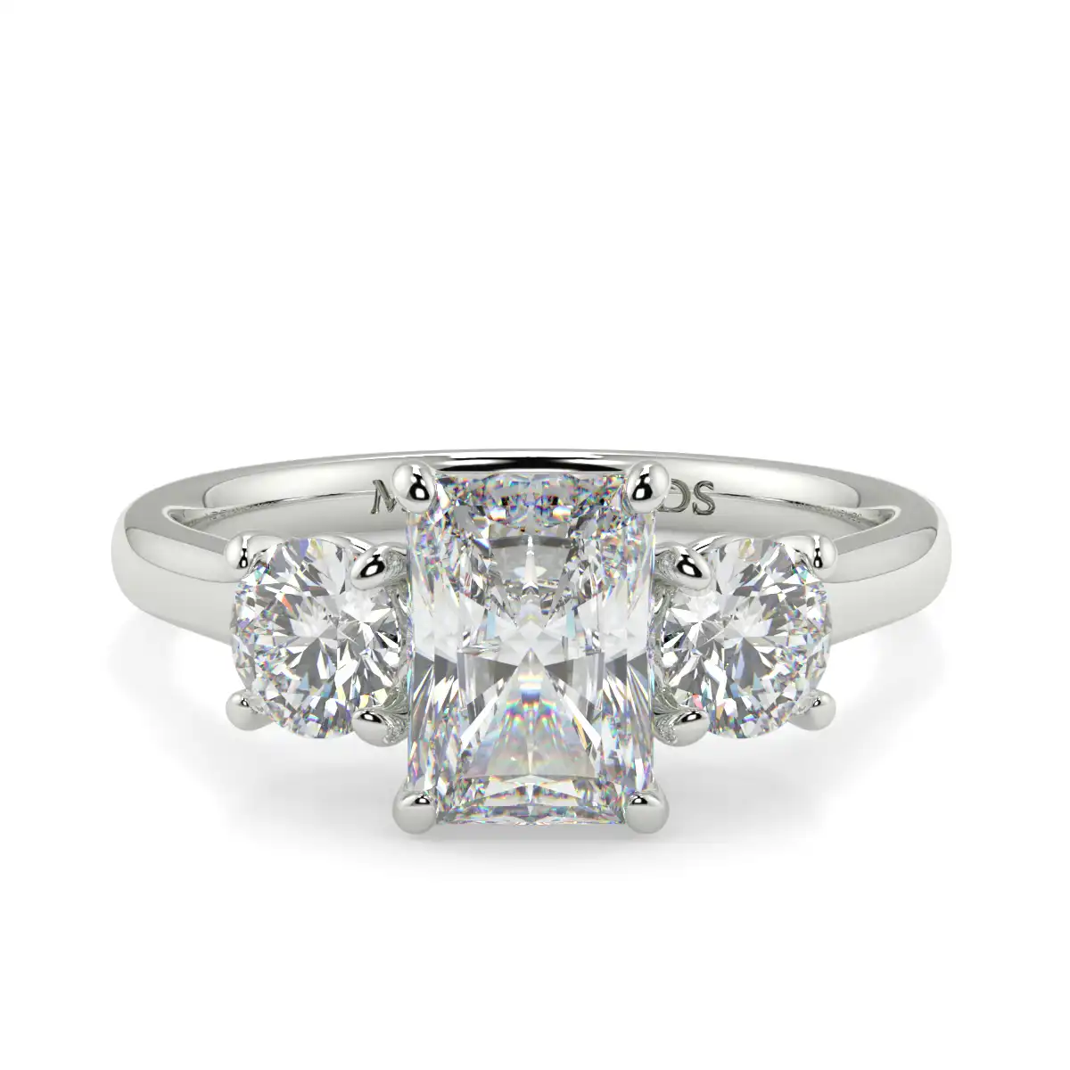 Emerald And Round Trilogy Ring