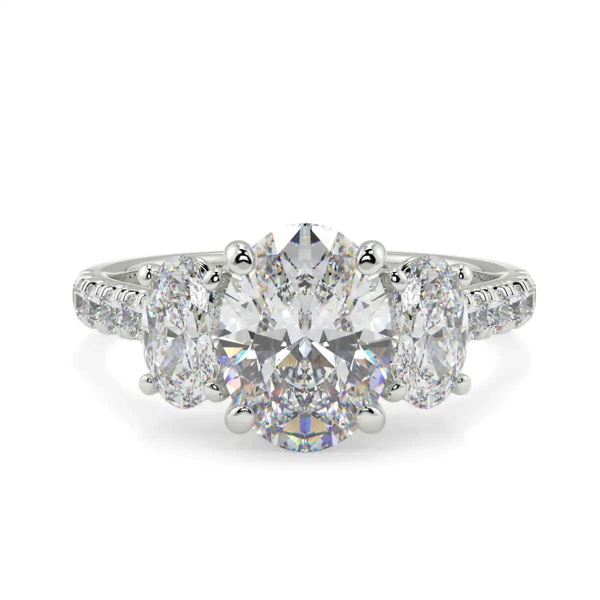 Oval 3 Stone Microset Trilogy Ring