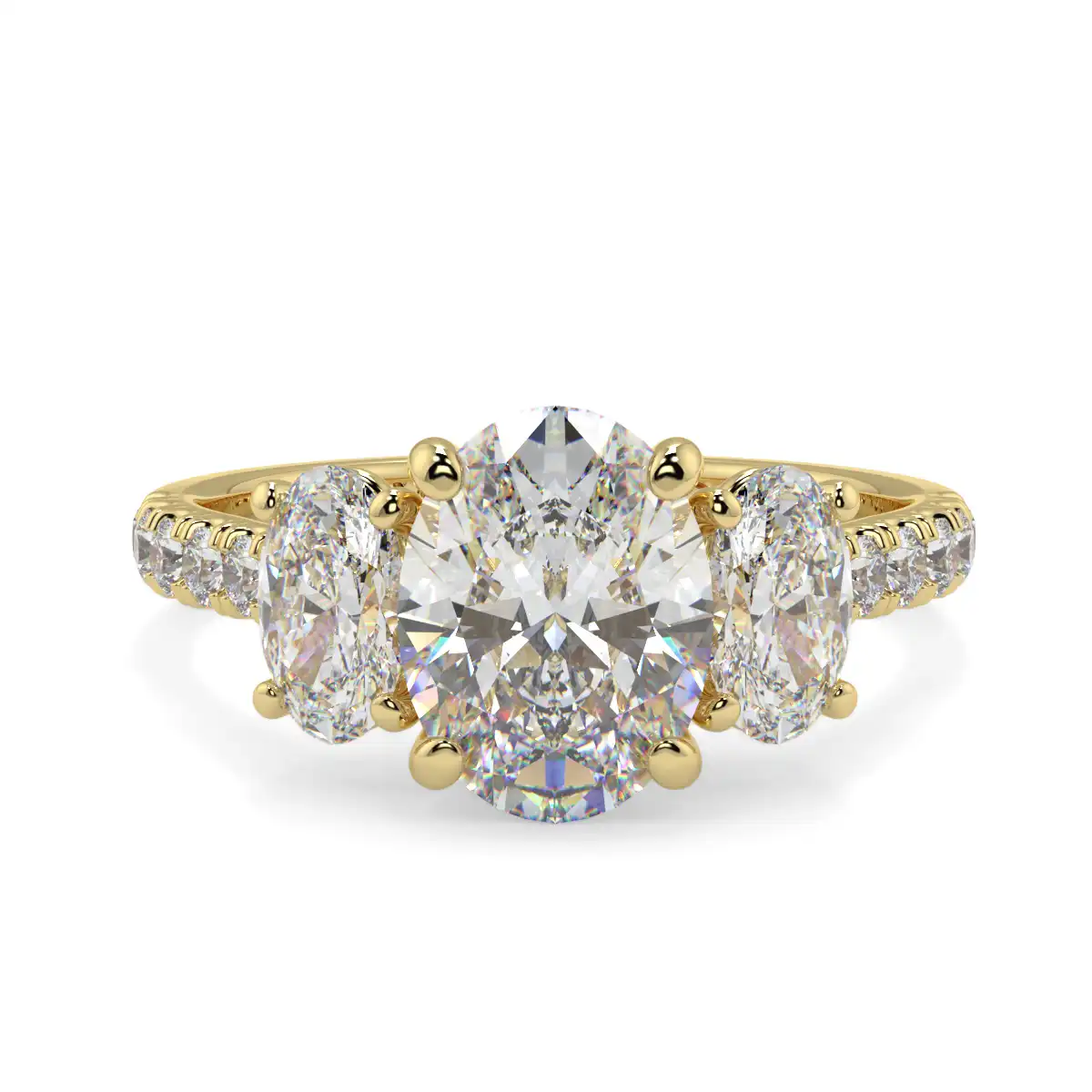 Oval 3 Stone Microset Trilogy Ring