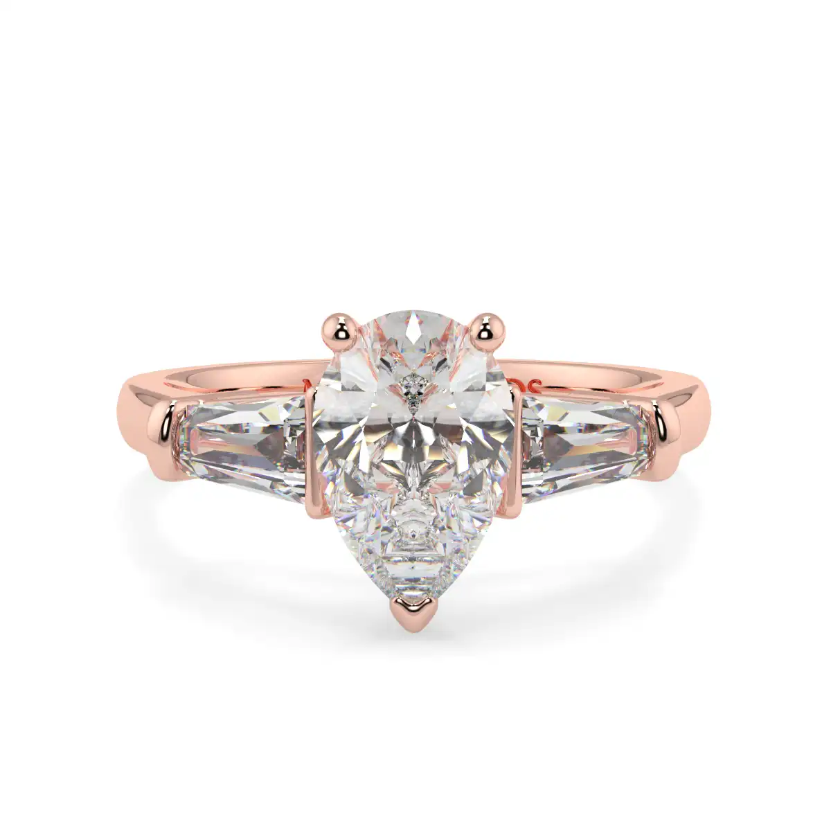 Pear With Baguett Trilogy Ring